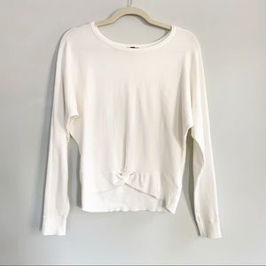 EXPRESS White Sweater w/ Front Tie Knot, Size XS